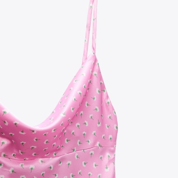 ZARA Satin Effect Floral Print Dress BNWT - Picture 3 of 8